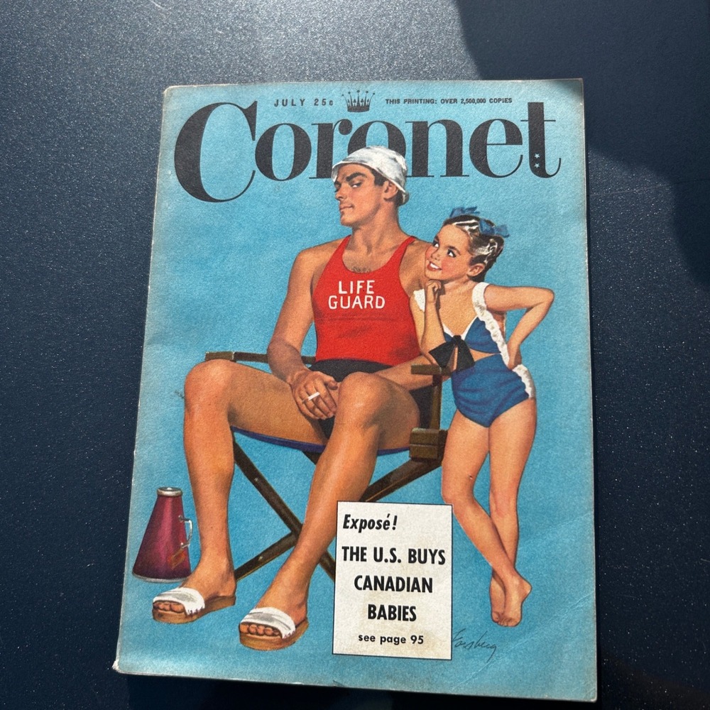 Vintage Coronet Magazine July 1949 Lifeguard Cover Nescafe Ad Mid Century Digest